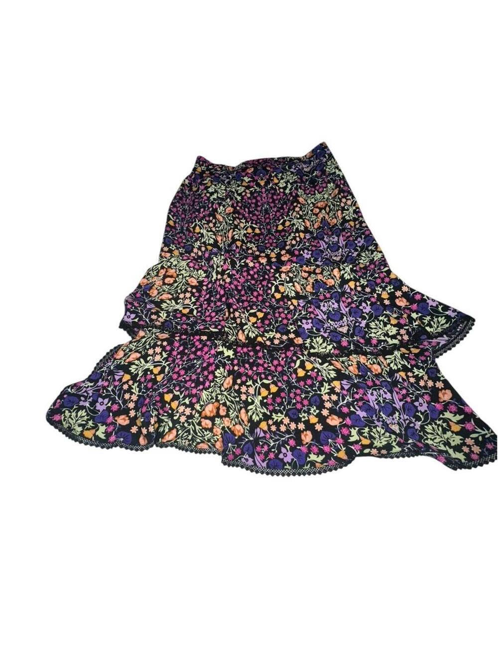 Eva Mendes NY&C Tiered Floral Skirt Lace Trim Size 14